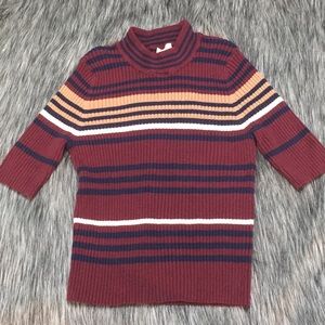 BP Ribbed Striped Mockneck Top